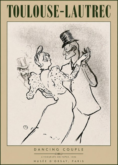 Toulouse-Lautrec Dancing Couple No6 - Póster