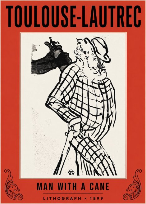 Toulouse-Lautrec Man with a Cane No2 - Póster