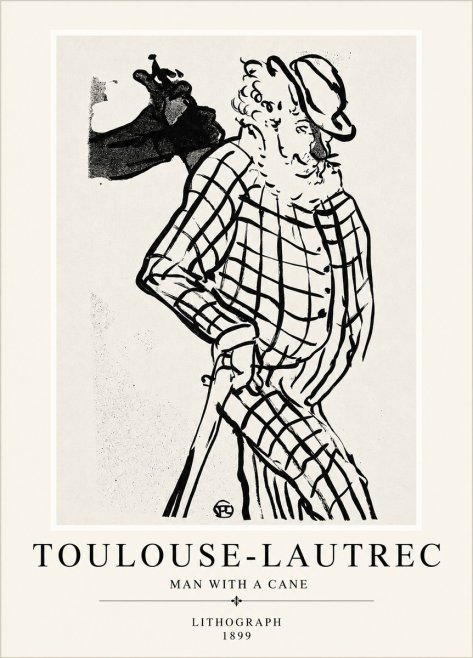 Toulouse-Lautrec Man with a Cane No4 - Póster