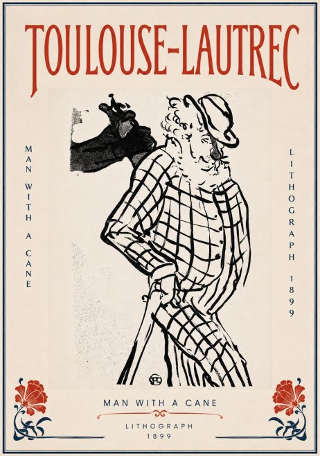 Toulouse-Lautrec Man with a Cane No5 - Póster