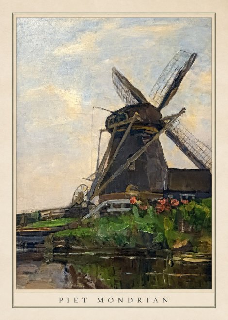 Piet Mondrian Windmill by the Water I No4 - Póster