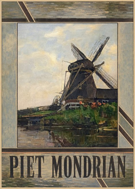 Piet Mondrian Windmill by the Water I No5 - Póster