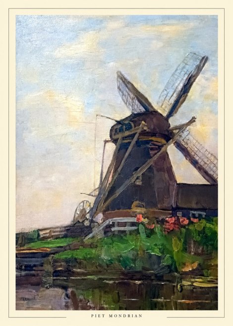 Piet Mondrian Windmill by the Water I No6 - Póster