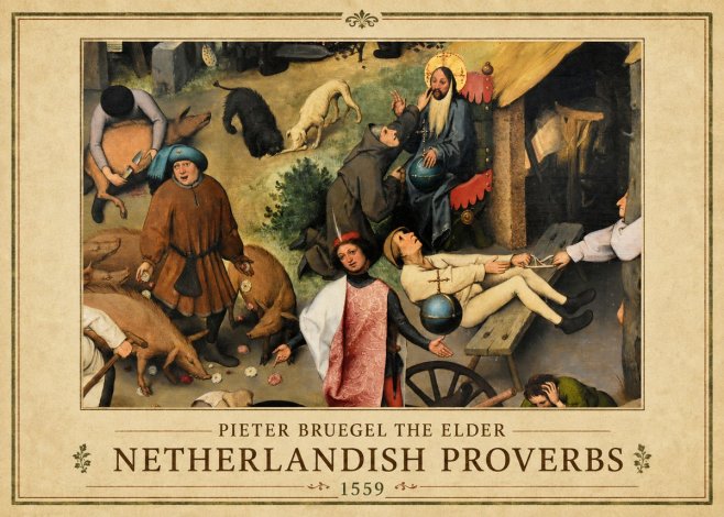 Pieter Bruegel Netherlandish Proverbs IV No1 - Póster