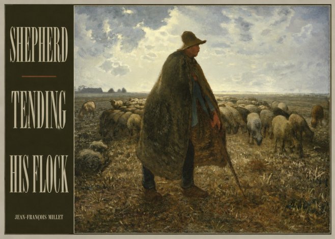 Jean-François Millet Shepherd Tending His Flock No4 - Póster
