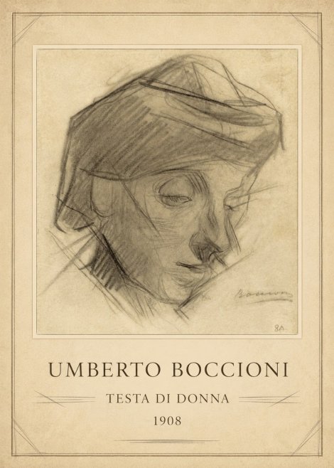 Umberto Boccioni Testa Di Donna No1 - Póster