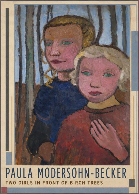 Paula Modersohn-Becker Two Girls in Front of Birch Trees No1 - Póster