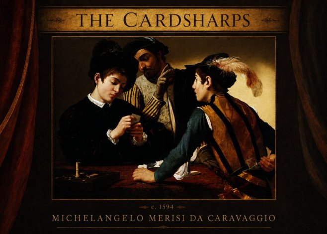 Michelangelo Merisi da Caravaggio The Cardsharps II No3 - Póster