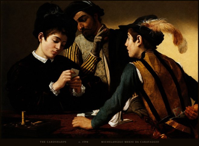 Michelangelo Merisi da Caravaggio The Cardsharps II No6 - Póster