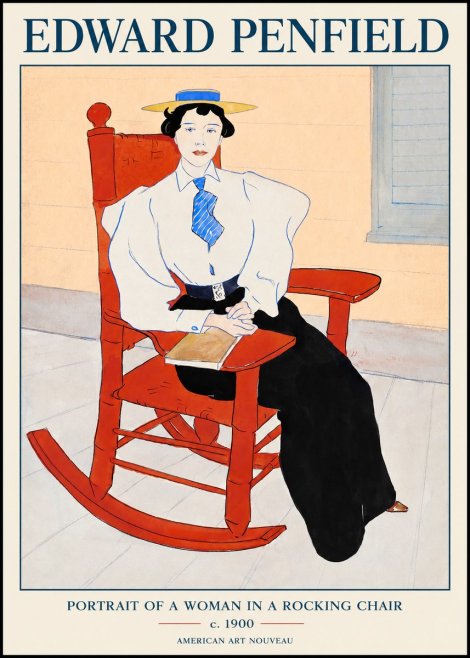 Edward Penfield Portrait of a Woman in a Rocking Chair No1 - Póster