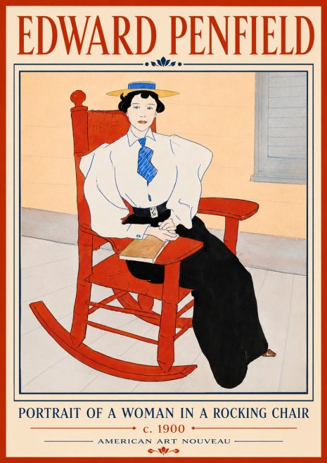Edward Penfield Portrait of a Woman in a Rocking Chair No6 - Póster