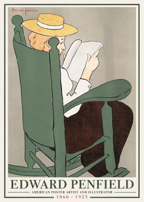 Edward Penfield Reading Woman in a Rocking Chair No2 - Póster