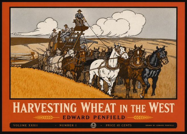 Edward Penfield Harvesting Wheat in the West No2 - Póster