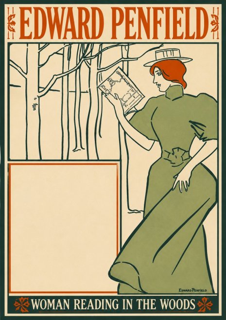 Edward Penfield Woman Reading in the Woods No4 - Póster