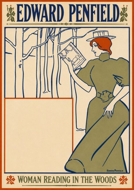 Edward Penfield Woman Reading in the Woods No5 - Póster