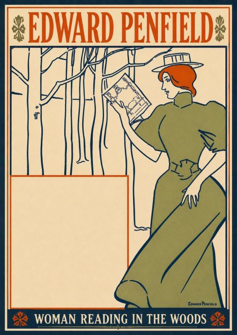Edward Penfield Woman Reading in the Woods No6 - Póster