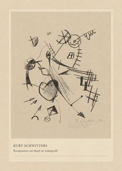 Kurt Schwitters Komposition Mit Kopf Im Linksprofil No4 - Póster