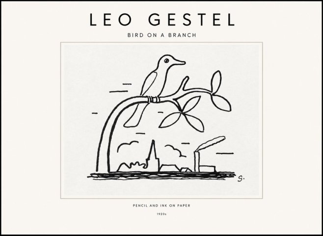 Leo Gestel Bird on a Branch No1 - Póster