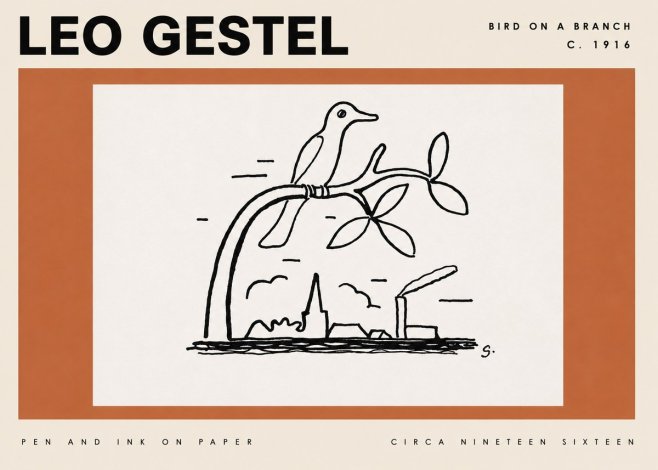 Leo Gestel Bird on a Branch No4 - Póster