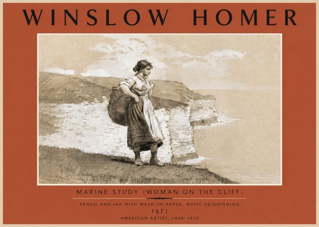 Winslow Homer Marine Study (Woman on the Cliff) No5 - Póster