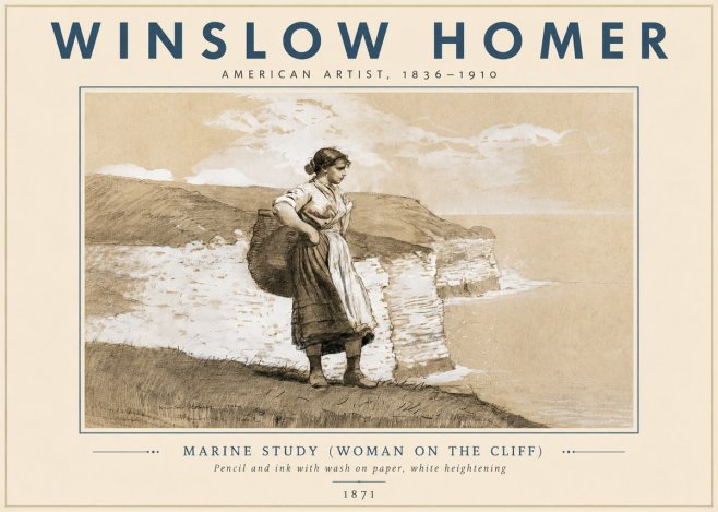 Winslow Homer Marine Study (Woman on the Cliff) No6 - Póster