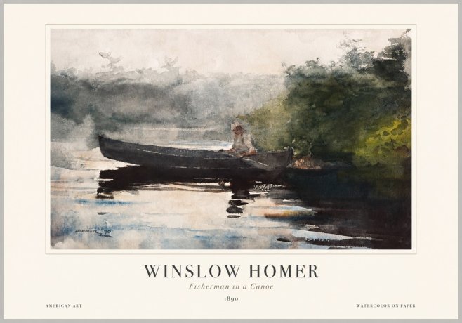 Winslow Homer Fisherman in a Canoe No1 - Póster