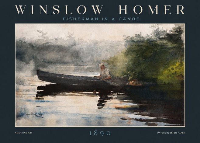 Winslow Homer Fisherman in a Canoe No2 - Póster