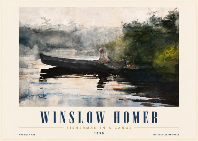 Winslow Homer Fisherman in a Canoe No4 - Póster