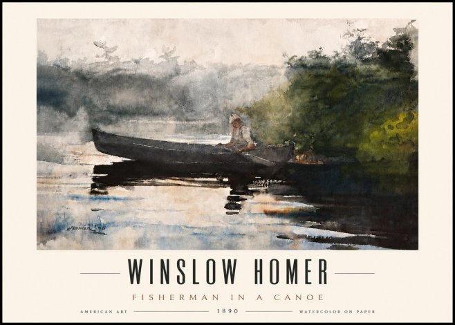 Winslow Homer Fisherman in a Canoe No5 - Póster