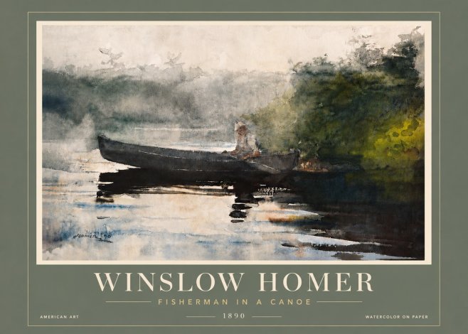 Winslow Homer Fisherman in a Canoe No6 - Póster