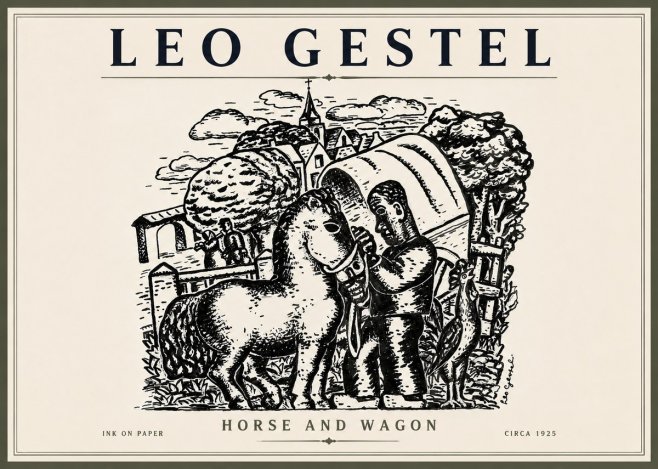 Leo Gestel Horse and Wagon No3 - Póster