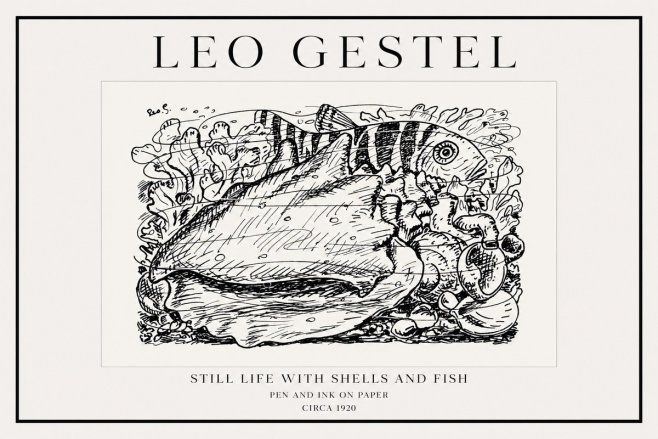 Leo Gestel Still Life with Shells and Fish No1 - Póster