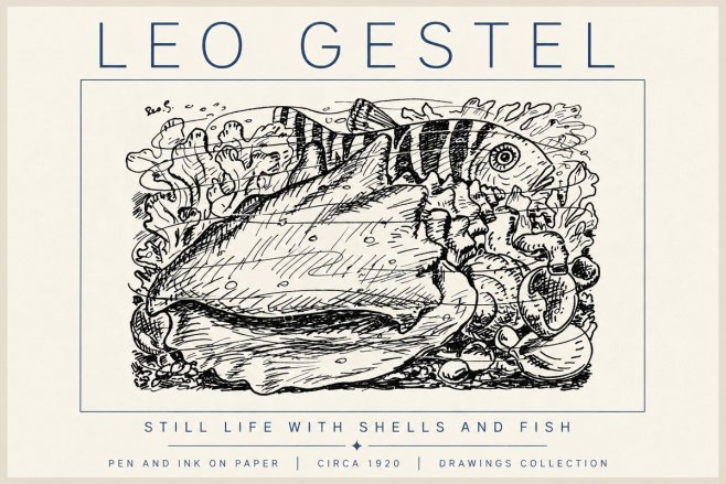 Leo Gestel Still Life with Shells and Fish No6 - Póster
