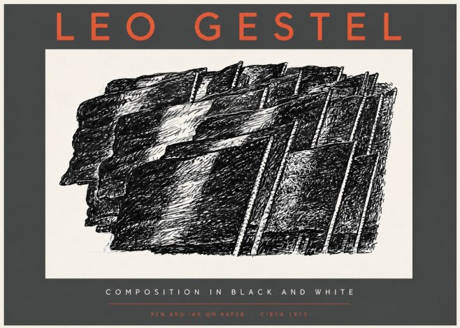 Leo Gestel Composition in Black and White No3 - Póster
