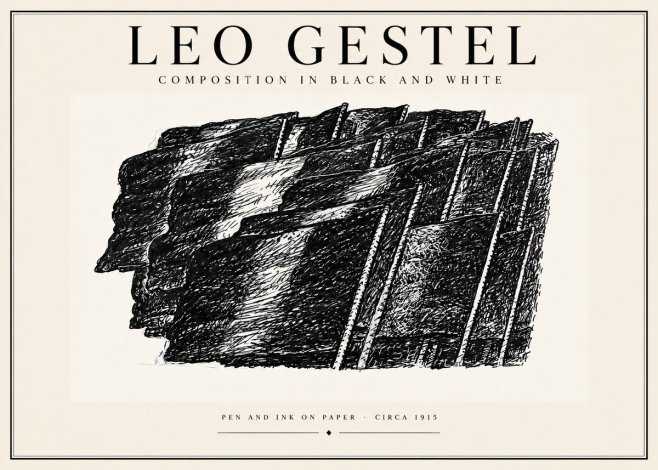 Leo Gestel Composition in Black and White No4 - Póster