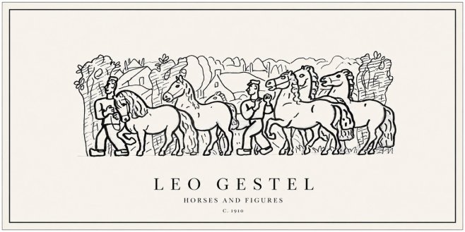 Leo Gestel Horses and Figures No1 - Póster