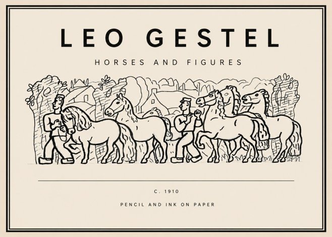 Leo Gestel Horses and Figures No3 - Póster
