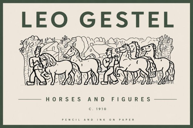 Leo Gestel Horses and Figures No4 - Póster