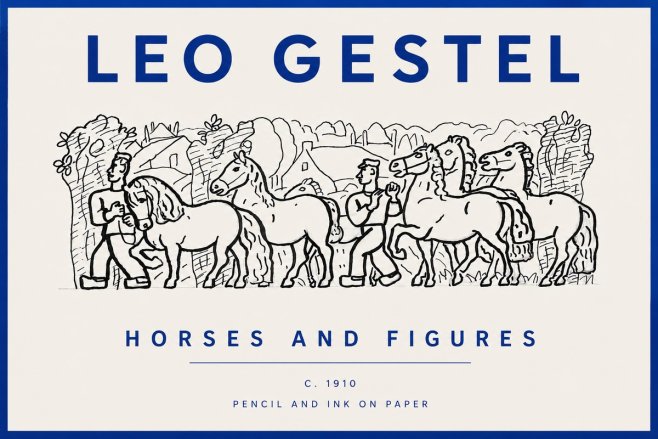 Leo Gestel Horses and Figures No5 - Póster