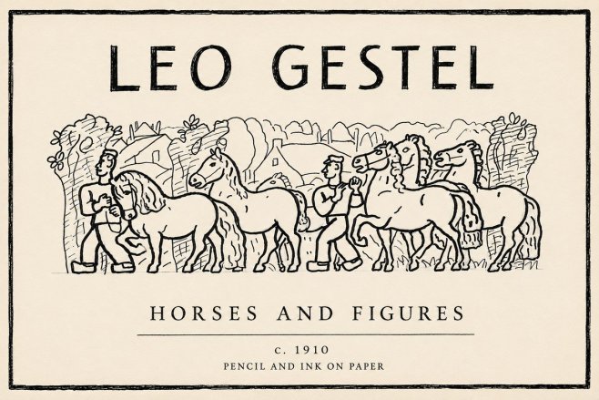 Leo Gestel Horses and Figures No6 - Póster