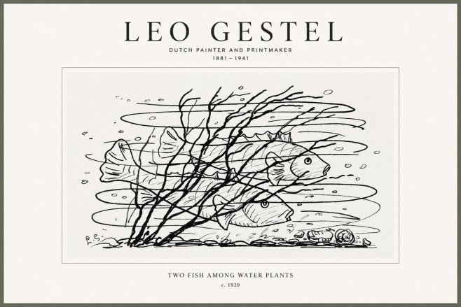 Leo Gestel Two Fish Among Water Plants No1 - Póster