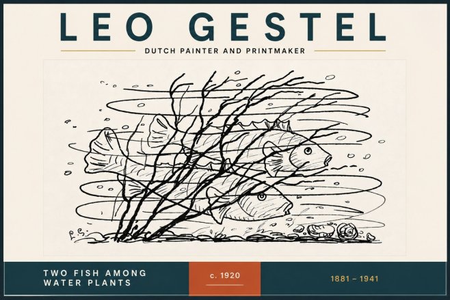 Leo Gestel Two Fish Among Water Plants No4 - Póster