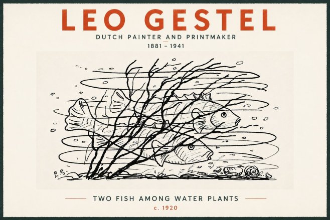 Leo Gestel Two Fish Among Water Plants No5 - Póster