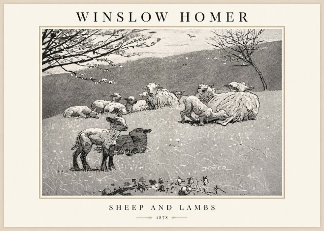 Winslow Homer Sheep and Lambs No1 - Póster