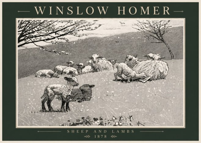 Winslow Homer Sheep and Lambs No6 - Póster