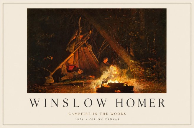 Winslow Homer Campfire in the Woods No1 - Póster