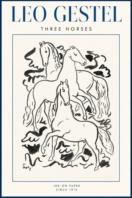 Leo Gestel Three Horses No2 - Póster