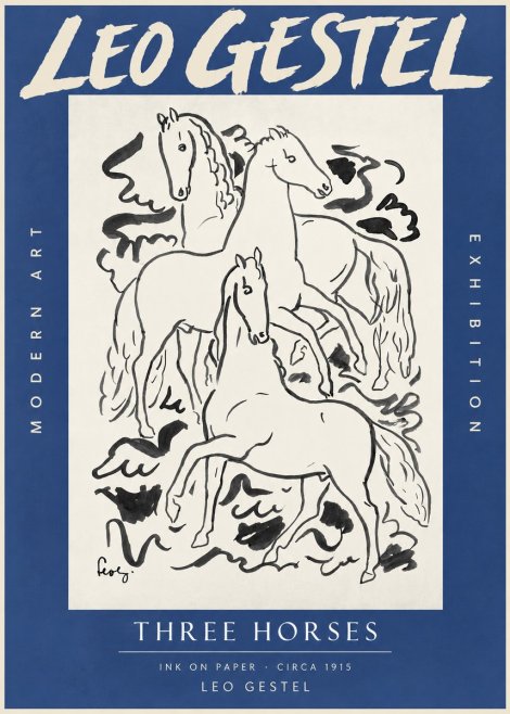 Leo Gestel Three Horses No3 - Póster