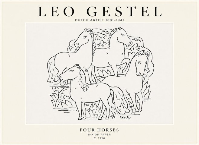 Leo Gestel Four Horses No1 - Póster