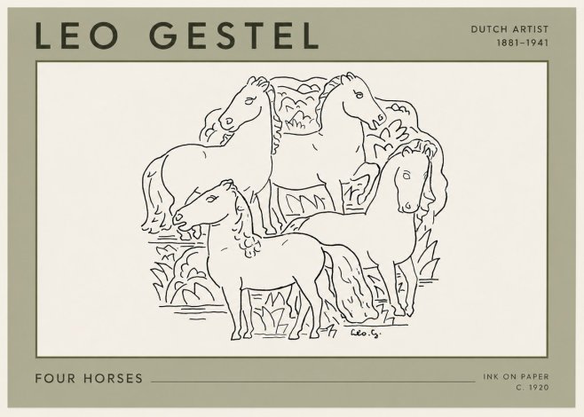 Leo Gestel Four Horses No3 - Póster